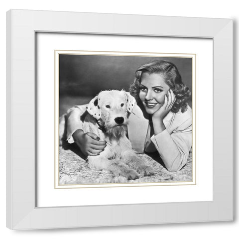 Jean Arthur White Modern Wood Framed Art Print with Double Matting by Hollywood Photo Archive