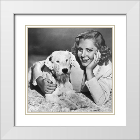 Jean Arthur White Modern Wood Framed Art Print with Double Matting by Hollywood Photo Archive