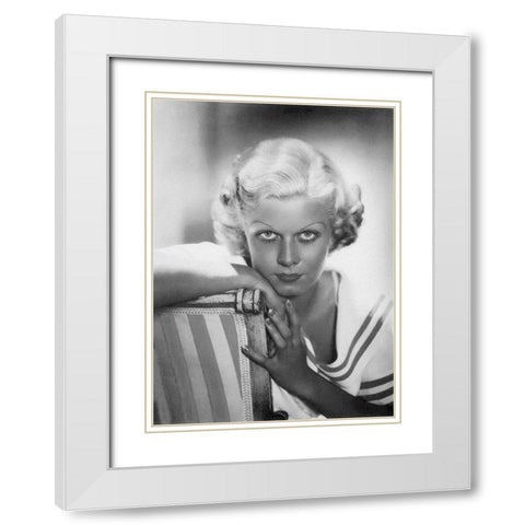 Jean Harlow White Modern Wood Framed Art Print with Double Matting by Hollywood Photo Archive