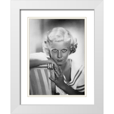Jean Harlow White Modern Wood Framed Art Print with Double Matting by Hollywood Photo Archive