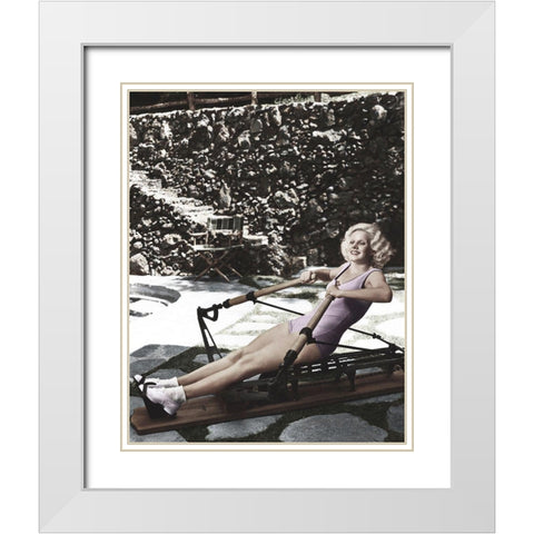Jean Harlow White Modern Wood Framed Art Print with Double Matting by Hollywood Photo Archive