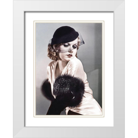 Jean Harlow White Modern Wood Framed Art Print with Double Matting by Hollywood Photo Archive