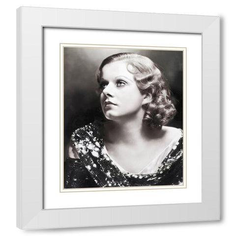 Jean Harlow White Modern Wood Framed Art Print with Double Matting by Hollywood Photo Archive