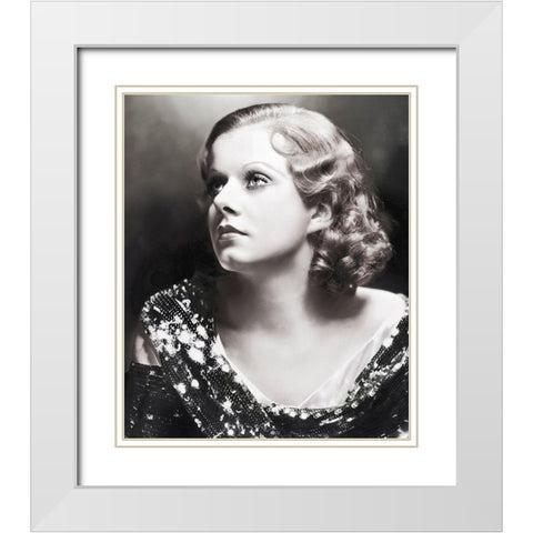 Jean Harlow White Modern Wood Framed Art Print with Double Matting by Hollywood Photo Archive