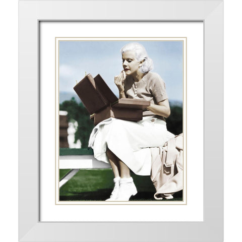 Jean Harlow White Modern Wood Framed Art Print with Double Matting by Hollywood Photo Archive
