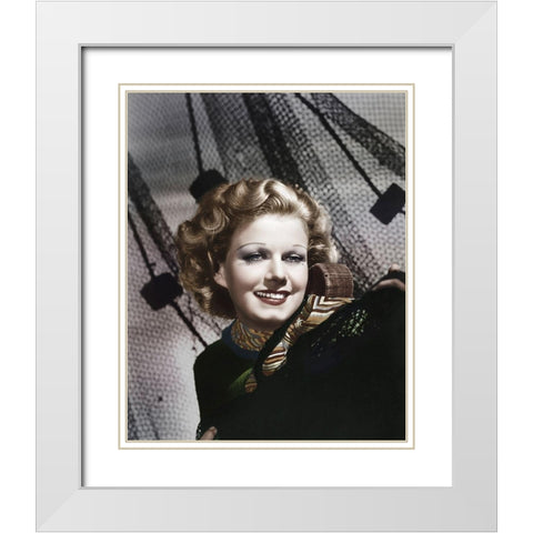 Jean Harlow White Modern Wood Framed Art Print with Double Matting by Hollywood Photo Archive