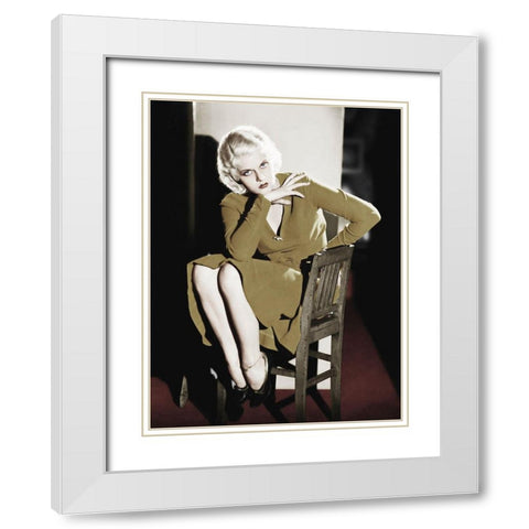 Jean Harlow White Modern Wood Framed Art Print with Double Matting by Hollywood Photo Archive