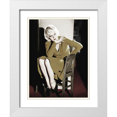 Jean Harlow White Modern Wood Framed Art Print with Double Matting by Hollywood Photo Archive