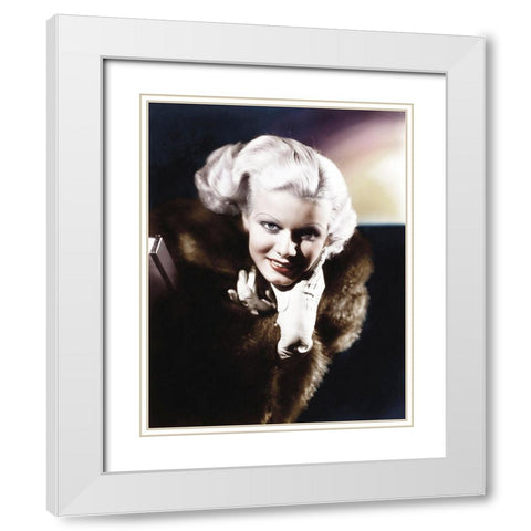 Jean Harlow White Modern Wood Framed Art Print with Double Matting by Hollywood Photo Archive