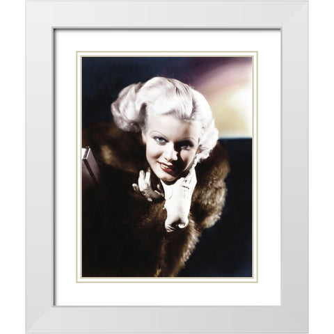 Jean Harlow White Modern Wood Framed Art Print with Double Matting by Hollywood Photo Archive