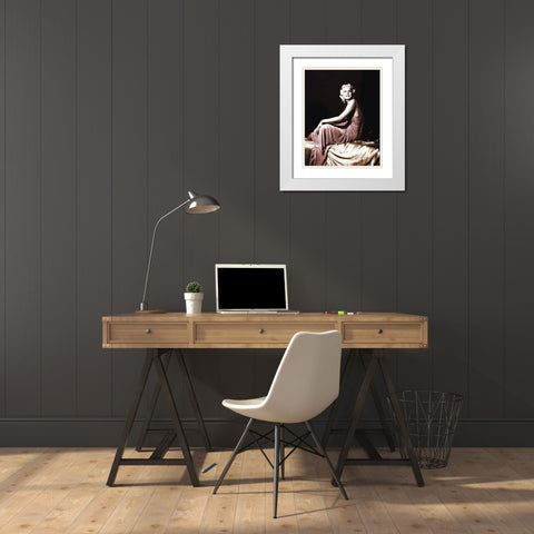 Jean Harlow White Modern Wood Framed Art Print with Double Matting by Hollywood Photo Archive