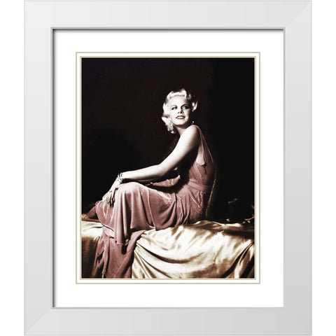 Jean Harlow White Modern Wood Framed Art Print with Double Matting by Hollywood Photo Archive