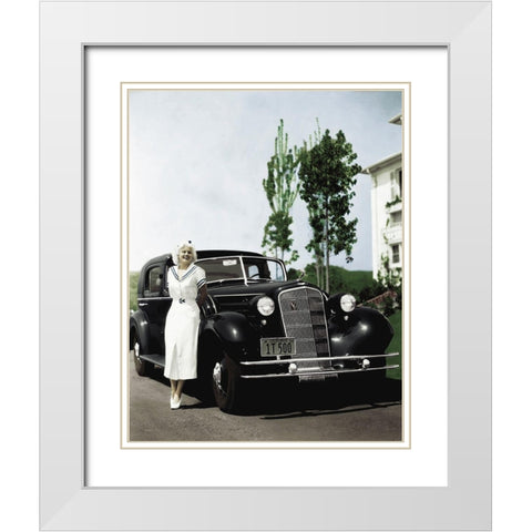 Jean Harlow White Modern Wood Framed Art Print with Double Matting by Hollywood Photo Archive