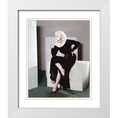 Jean Harlow White Modern Wood Framed Art Print with Double Matting by Hollywood Photo Archive