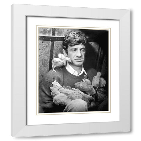 Jean Paul Belmondo White Modern Wood Framed Art Print with Double Matting by Hollywood Photo Archive