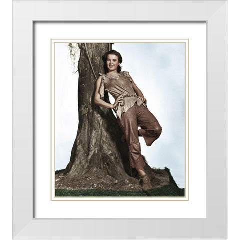 Jean Peters White Modern Wood Framed Art Print with Double Matting by Hollywood Photo Archive