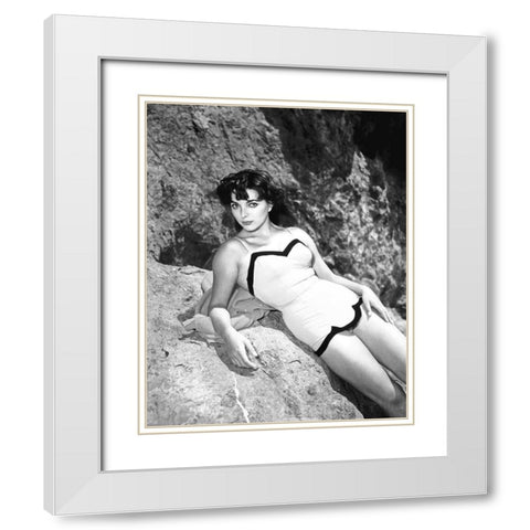 Joan Collins White Modern Wood Framed Art Print with Double Matting by Hollywood Photo Archive