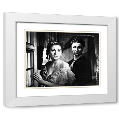 Joan Fontaine White Modern Wood Framed Art Print with Double Matting by Hollywood Photo Archive