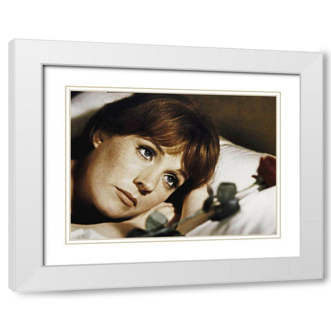 Julie Andrews White Modern Wood Framed Art Print with Double Matting by Hollywood Photo Archive