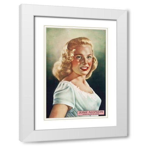 June Allyson White Modern Wood Framed Art Print with Double Matting by Hollywood Photo Archive