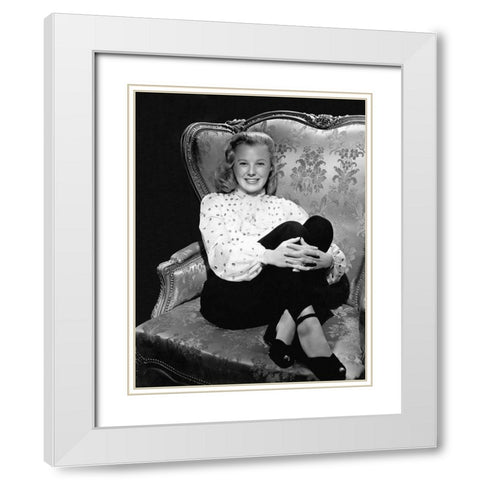 June Allyson White Modern Wood Framed Art Print with Double Matting by Hollywood Photo Archive