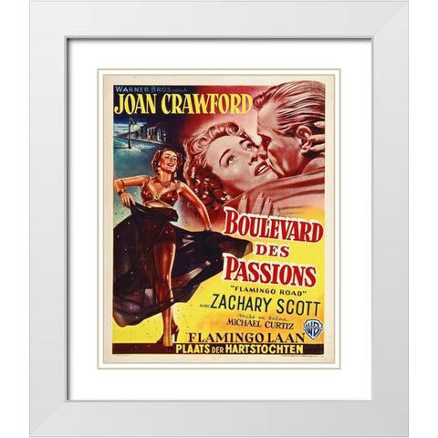 Belgian - Flamingo Road White Modern Wood Framed Art Print with Double Matting by Hollywood Photo Archive