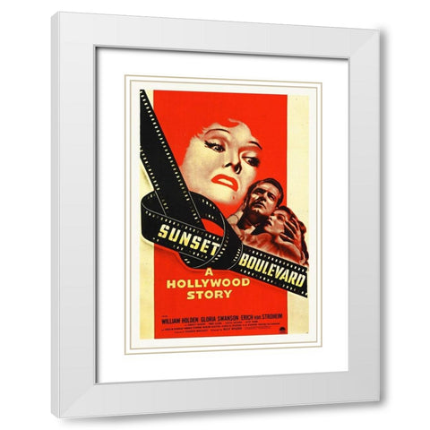 Sunset Boulevard White Modern Wood Framed Art Print with Double Matting by Hollywood Photo Archive