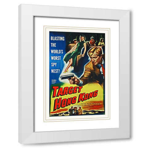 Target Hong Kong White Modern Wood Framed Art Print with Double Matting by Hollywood Photo Archive