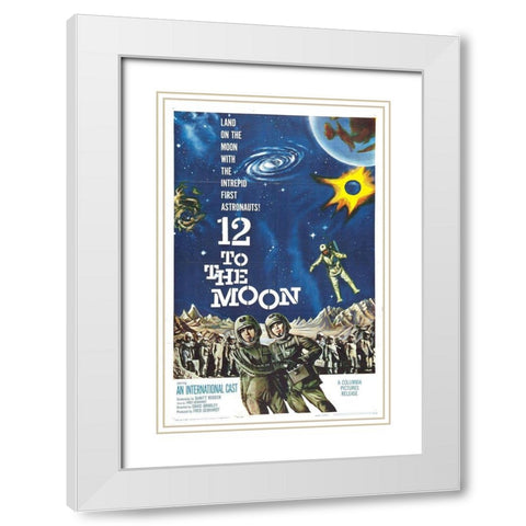 12 to the Moon White Modern Wood Framed Art Print with Double Matting by Hollywood Photo Archive