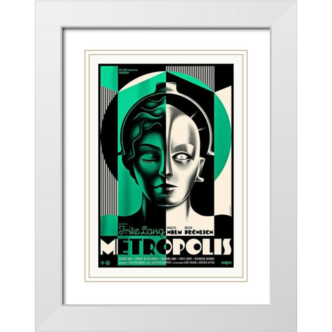 Metropolis - Spot color White Modern Wood Framed Art Print with Double Matting by Hollywood Photo Archive