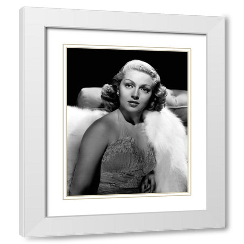 Lana Turner White Modern Wood Framed Art Print with Double Matting by Hollywood Photo Archive