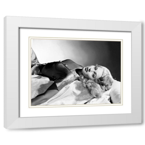 Lana Turner White Modern Wood Framed Art Print with Double Matting by Hollywood Photo Archive