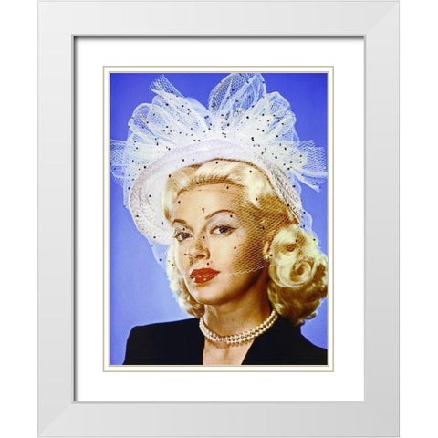 Lana Turner White Modern Wood Framed Art Print with Double Matting by Hollywood Photo Archive