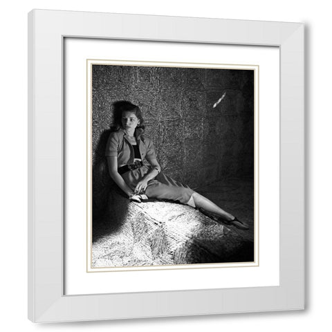 Lauren Bacall White Modern Wood Framed Art Print with Double Matting by Hollywood Photo Archive