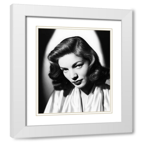 Lauren Bacall White Modern Wood Framed Art Print with Double Matting by Hollywood Photo Archive