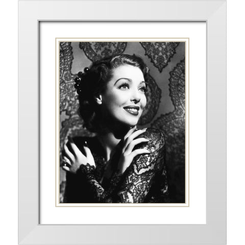 He Stayed For Breakfast - Loretta Young White Modern Wood Framed Art Print with Double Matting by Hollywood Photo Archive