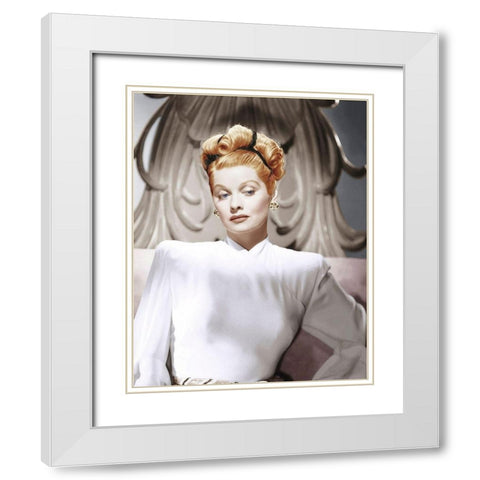 Lucille Ball White Modern Wood Framed Art Print with Double Matting by Hollywood Photo Archive