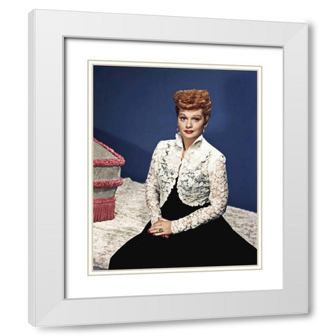 Lucille Ball White Modern Wood Framed Art Print with Double Matting by Hollywood Photo Archive