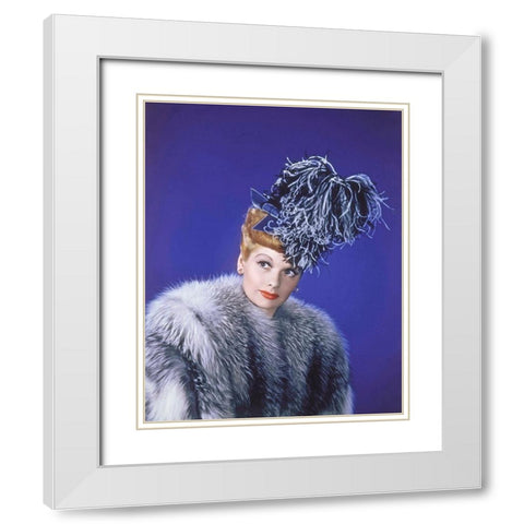 Lucille Ball White Modern Wood Framed Art Print with Double Matting by Hollywood Photo Archive