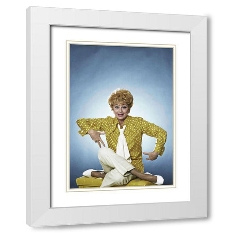 Lucille Ball White Modern Wood Framed Art Print with Double Matting by Hollywood Photo Archive