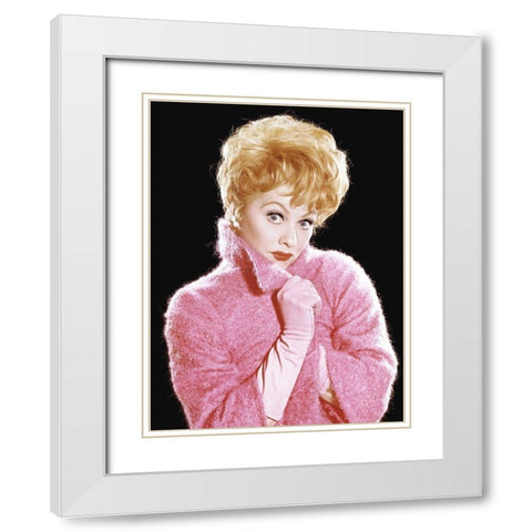 Lucille Ball White Modern Wood Framed Art Print with Double Matting by Hollywood Photo Archive
