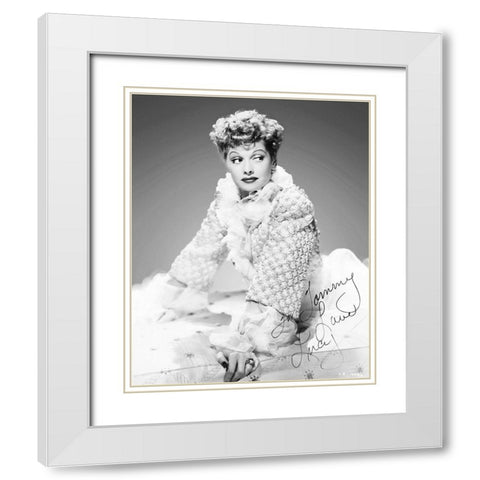 Lucille Ball White Modern Wood Framed Art Print with Double Matting by Hollywood Photo Archive