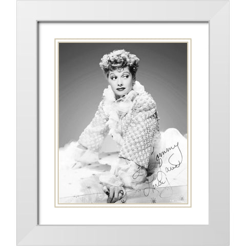 Lucille Ball White Modern Wood Framed Art Print with Double Matting by Hollywood Photo Archive