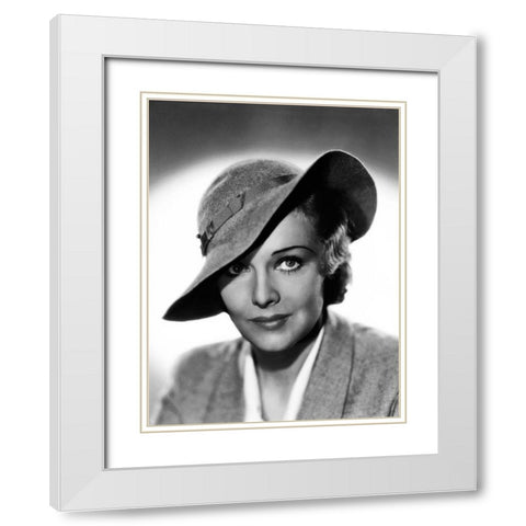 Madeleine Carroll White Modern Wood Framed Art Print with Double Matting by Hollywood Photo Archive