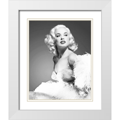 Mamie Van Doren White Modern Wood Framed Art Print with Double Matting by Hollywood Photo Archive