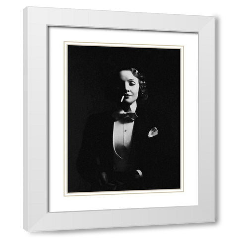 Marlene Dietrich in Top Hat White Modern Wood Framed Art Print with Double Matting by Hollywood Photo Archive