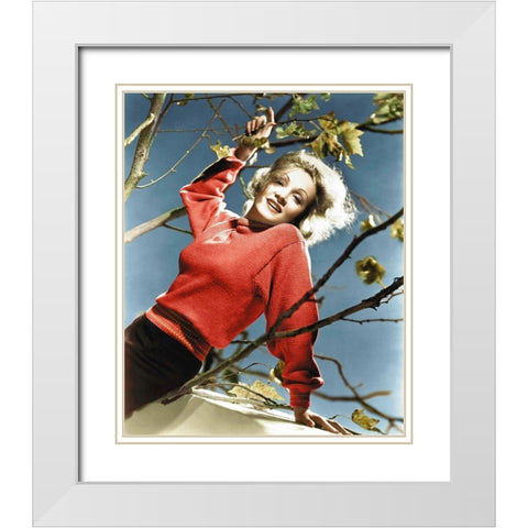 Marlene Dietrich White Modern Wood Framed Art Print with Double Matting by Hollywood Photo Archive