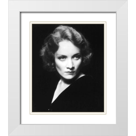 Marlene Dietrich White Modern Wood Framed Art Print with Double Matting by Hollywood Photo Archive