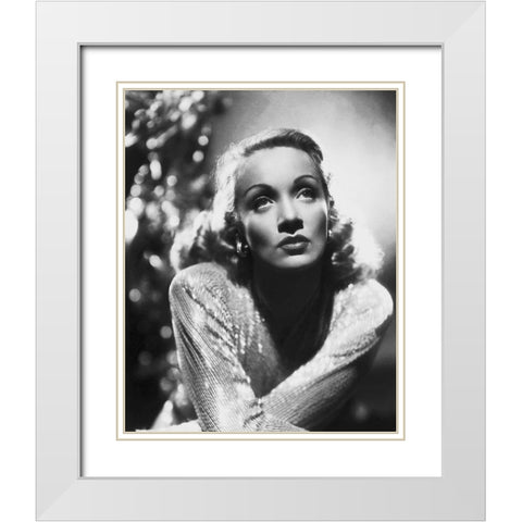 Marlene Dietrich White Modern Wood Framed Art Print with Double Matting by Hollywood Photo Archive