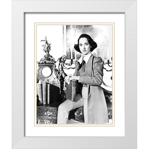Merle Oberon White Modern Wood Framed Art Print with Double Matting by Hollywood Photo Archive